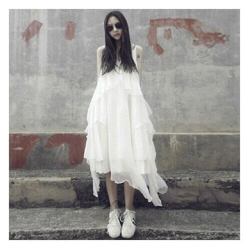 2020 Summer women sexy spaghetti strap asymmetrical chiffon dress,fashion vestidos maxi dress ,sexy party dress plus size S-4XL