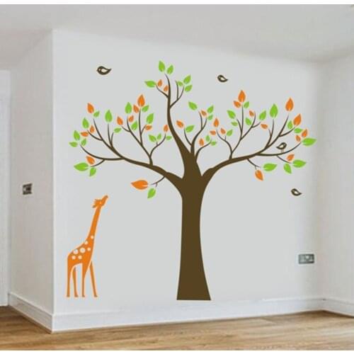 1.3M giraffe Tree birds Removable Wall Stickers Kids Nursery room Vinyl Decals big decoration decals for baby room ES-10