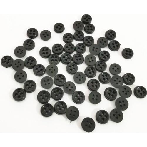 100pcs 6mm Black/White Plastic Round 4 Holes Mini Buttons Tiny for Dolls Crafts Scrapbooking