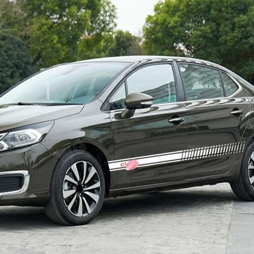 2 Pcs Car Side Stickers For Citroen C4L Car Long Vinyl Decals Racing Sports Long Stripe Sticker Auto Tuning Accessories
