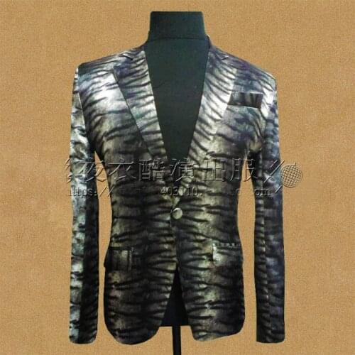 Free ship mens stage performance tiger pattern printing vintage tuxedo jacket ,only jacket