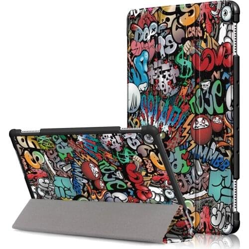 Colorful printed case For Huawei MediaPad M5 Lite 10 BAH2-W19/L09/W09 10.1 inch Folding Stand Smart PU leather Cover