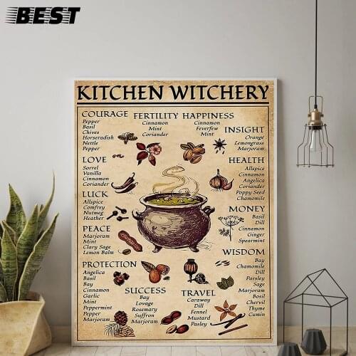 Cozinha bruxaria engraçado cartazes e impressões decoração da parede lona imagens bruxas magia conhecimento arte pintura present