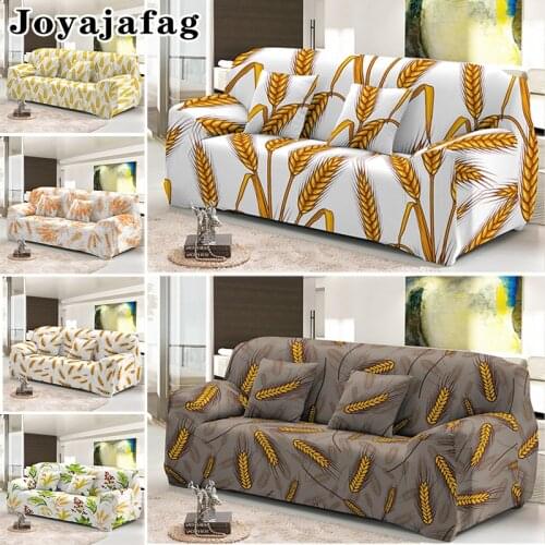 Elastic Sofa Covers Ears Of Wheat Design Washable Stretch Slipcover For Living Room 1/2/3/4 Seaters Dust-proof Couch Cover