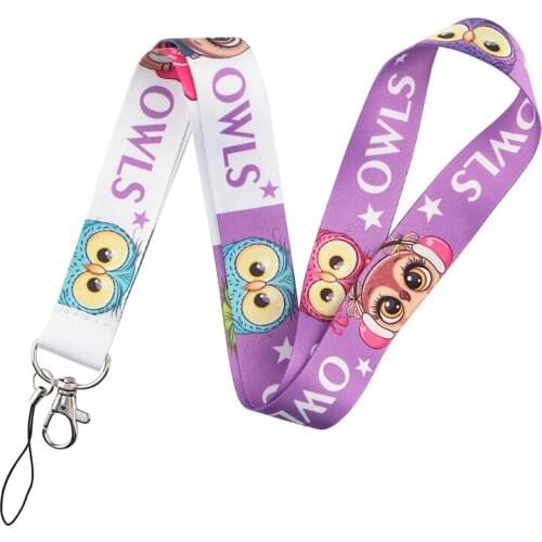 ER289 Cute Owl couple Neck Strap Cartoon Lanyards ID Badge Card Rope Chain Key Phone Strap Webbing Necklace Gift For Kids Friend