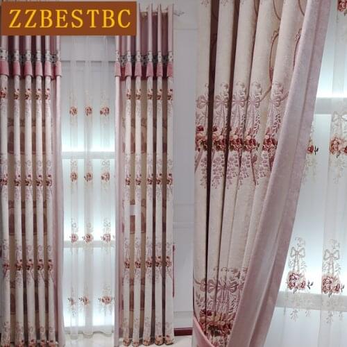 European luxury floor to ceiling window 3D relief jacquard Blackout curtains for Living Room upscale villas curtains for Bedroom