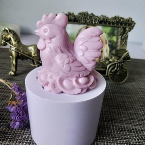 PRZY Cock Laying Eggs Mold Handmade Silicone Soap DIY Aroma Mould Yuanbao Fortune Soap Making Moulds Resin Clay Molds DW0129