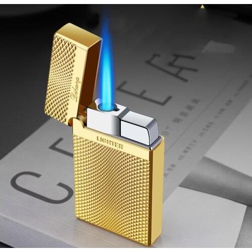 Gas Lighter Modern Minimalist Carved Sound Butane Straight Into The Blue Flame Lacquer Windproof Lighters Smoking Cigarette Gift