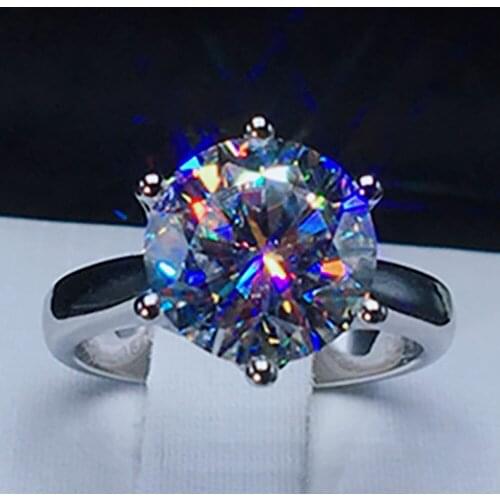 10K Au417 White Gold Women Wedding Party Engagement Ring 1 2 3 4 5 Carat Round Moissanite Diamond Ring Crown Trendy Classic Gift