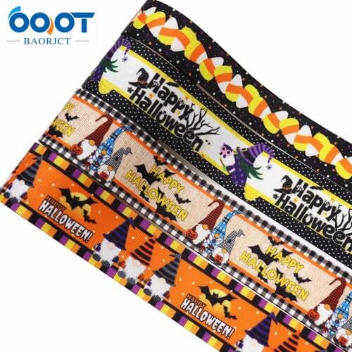 Halloween Series Cartoon Grosgrain Ribbons,M-21610-810,38MM 10Yards Bow Cap Accessories Halloween Party Gift Wrap DIY Handmade