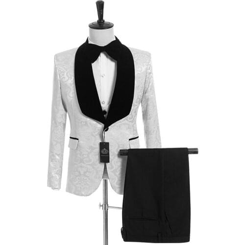 Handsome Groomsmen Wool blend Groom Tuxedos Mens Wedding Dress Man Jacket Blazer Prom Dinner (Jacket+Pants+Tie+Vest) A14
