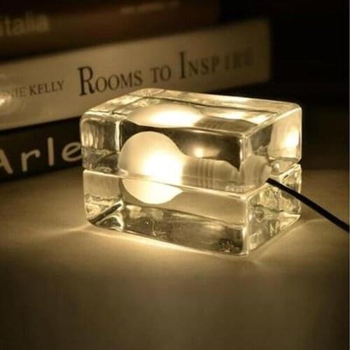 Creative Glass Table Lamp 220V Ice Cube Lamp Modern Block Ice Cubes Table Bedside lamps For Bedroom Study Coffee Shop