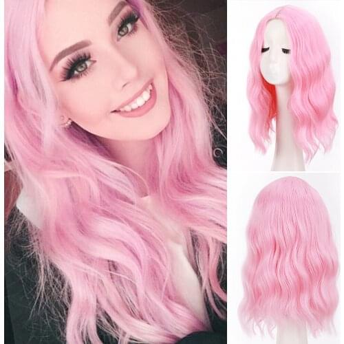LVHAN pink wave wig long synthetic water wave natural wig female daily wear cosplay performance wig