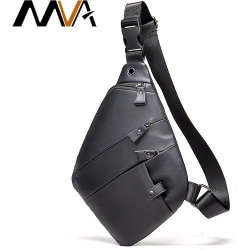 MVA Fashion Chest Bag For Men Leather Crossbody Sling Bags For Mens Casual Men Shoulder Bags Chest Waist Pack Engrave New 7360