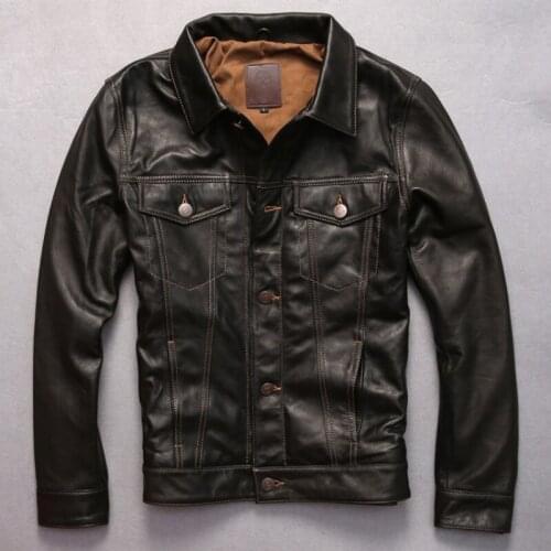 2020 New Men Classic style Goatskin Motorcycle Leather Jacket Fashion Lapel Single Breasted Rider Slim Fit Bider Jackets