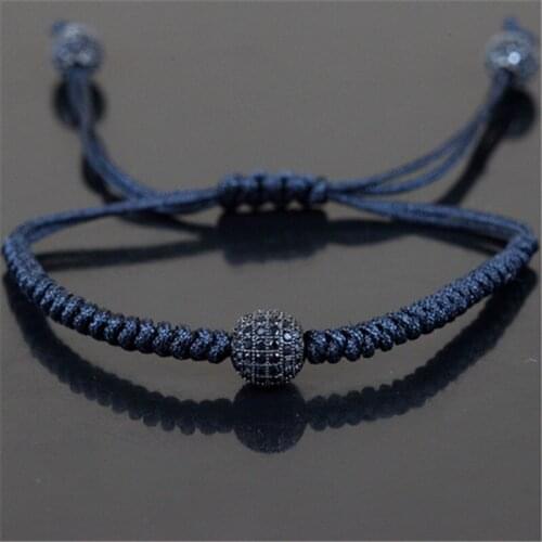 Charm Men Macrame Bracelet Gold/Silver/Rose gold/Gun Paved Black CZ Disco Ball Braiding Bracelet Fashion Men Bracelet