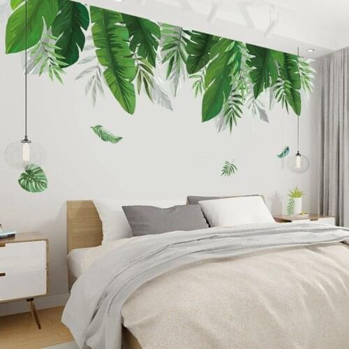 Jungle Green Leaves Wall Sticker Decoration Living Room Restaurant Seaside Plant Swallow Art Wall Mural Decoration