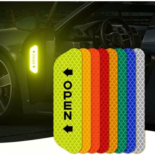 4pcs Car sticker Door Safety Warning Reflective Stickers for Suzuki SX4 SWIFT Alto Liane Grand Vitara Jimny SCross