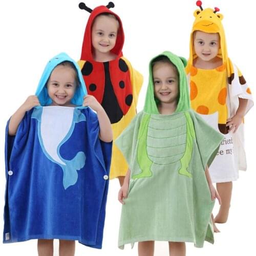 0-6 Years Baby Robe Bathrobes Kids Cartoon Water Absorption Hooded Bath Towels Cotton Boys Girls Pajamas Mobile Phone Straps