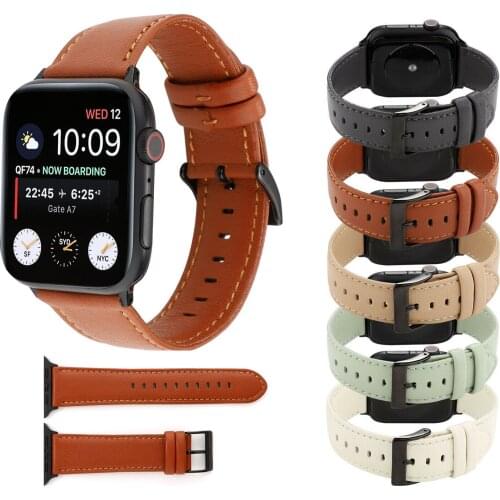 New Classic Genuine Leather Band for Apple Watch Strap 44mm 42mm 40mm 38mm Cowhide Watchbands for iWatch Series 1 2 3 4 5