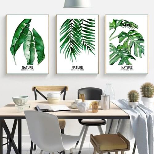 Nordic Fresh Green Leaf Leaves Plant Poster Home Decor Canvas Painting Modern Minimalist Poster Art Print Living Room Decoration