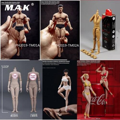 In Stock 1/12 Scale Female/Male Figure Accessory Seamless Body Head for 6 inches Action Figure Fans Gifts
