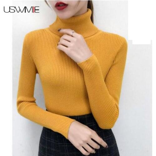 Spring Women Sweater Fashion Leisure Brief Turtleneck Long Sleeve Versatile Casual Solid Color Thick Knitting Bottoming Pullover