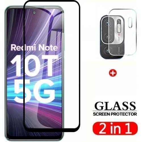 2 in 1 Tempered Glass On For Xiaomi Redmi 10T 5G Full Cover Screen Protector Film For Reme Remi Red 10T 5G Protective Glass