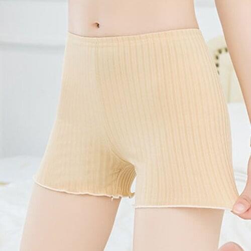 Women Safety Short Pants Summer Seamless Stretchy Short Pants Thread Ribbed Striped Underpants Soft Womens Short Pants