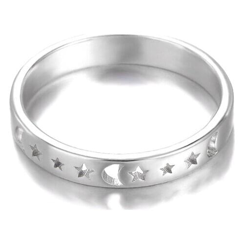 Vintage Moon Star Ring Gold Silver Color Hollow Geometry Finger Rings For Women Minimalism Jewelry Gift for Best Friends
