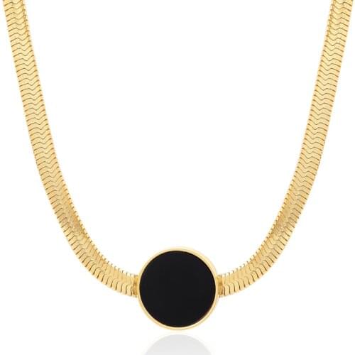 High Quality Snake Necklace Black Enamel Pendant Necklace For Women Titanium Steel Gold Color Necklace Jewelry Girlfriend Gift