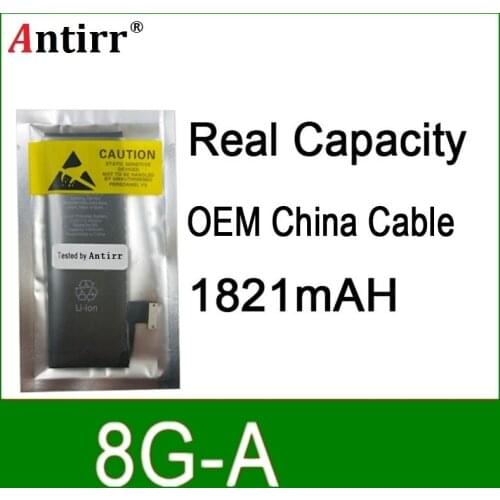 10pcs/lot Real Capacity China Protection board 1821mAh 3.7V Battery for iPhone 8G zero cycle replacement repair parts 8G A
