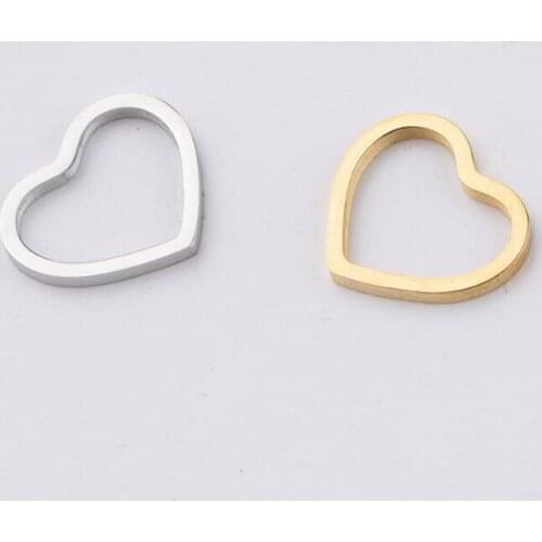 10pcs/lot Stainless Steel Charm Mirror Polish Hollow Out Hearts Charms DIY Jewelry Making Accessory 13*15mm