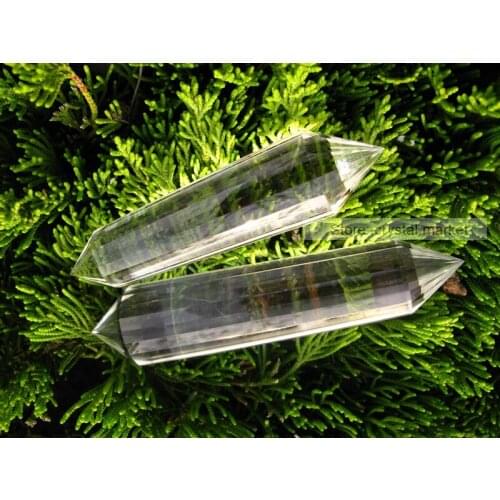2PCS 24 Sided Natural Super Clear Quartz Vogel Inspired Crystal Wand