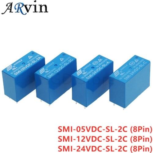 2PCS/Lot Power Relays SMI-05VDC-SL-2C SMI-12VDC-SL-2C SMI-24VDC-SL-2C 5V 12V 24V 5A 8Pin