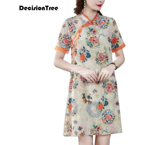 2021 women classic cheongsam rayon floral elegant evening party dress traditional mandarin collar chinese qipao cheongsam dress