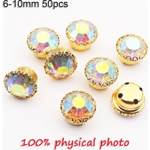 4 Sizes Crystal AB Sew On Rhinestones With Golden Claw Flatback Crystal Navette Glass Sew On Claw Rhinestones For Garment