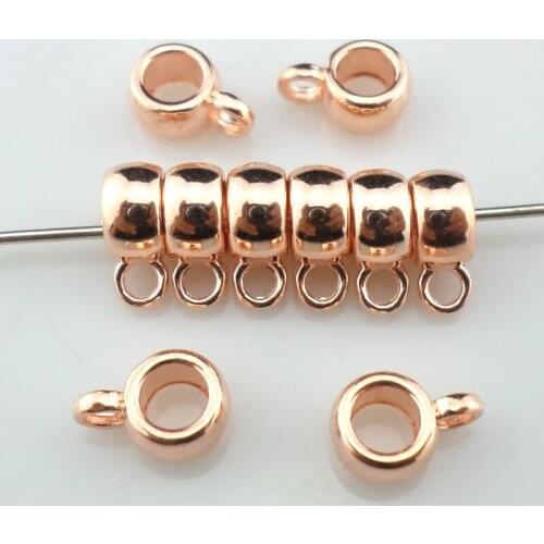 50pcs Metal Rose Gold Spacer Beads Connectors Charms Bails Pendants 4x6x9mm Jewelry Findings