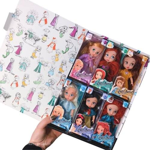 6pcs/set Princess Doll Snow White Mermaid Long Hair Princess Bell Toy Dolls for Childrens Birthday Gifts In Stock