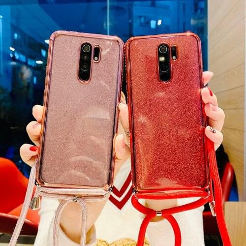 Diamond Rope Mobile Phone Case For Redmi K20 30 10X 6A 5P 7 8 9C PRO Mobile Silicone Soft TPU Twinkle of hanging rope