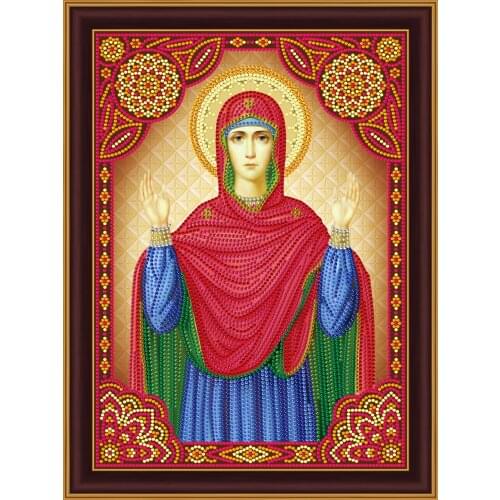 Diamond Mosaic Icon Diamond Embroidery Icons Rhinestones Pictires Diamond Painting Full round Drill Religion Virgin Mary