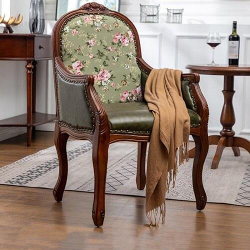 American Solid Wood Bedroom Study Single Sofa Living Room Furniture Balcony Backrest Armchair Computer Front Desk Leisure Chair