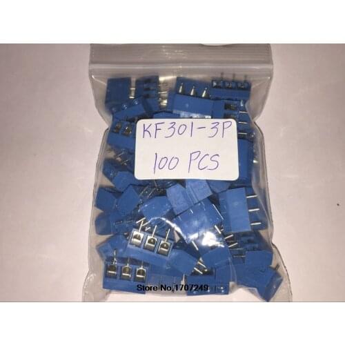 FREE SHIPPING 100PCS/LOT KF301-5.0-3P 250A/160V Screw 3Pin 5.0mm Straight Pin PCB Screw Terminal Block Connector