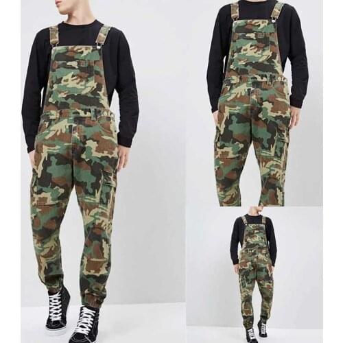 New Camouflage Bib Pants Men Streetwear Hip Hop Joggers Slim Man Trousers Printing Mid Waist Casual Fashion Korean Pantalones