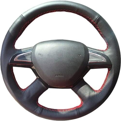 Car Steering Wheel Cover For Skoda Octavia Fabia Rapid Superb Yeti Customized DIY Steering Wrap Microfiber Leather Hand Sewing