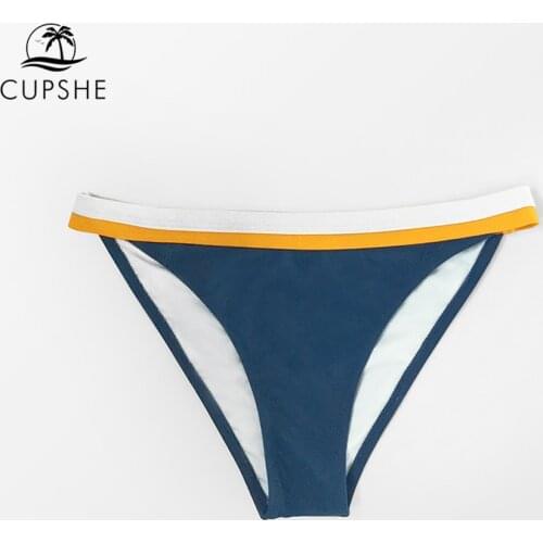 CUPSHE Yellow and Orange Trim Low-Waisted Bikini Bottom Women Sexy Single Panties Briefs 2021 Separate Bathing Bottom Swimwear