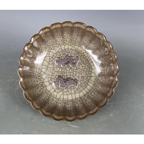 Antique SongDynasty porcelain bowl,Double Dragon Lotus Bowl,handmade crafts,best collection & adornment,Free shipping