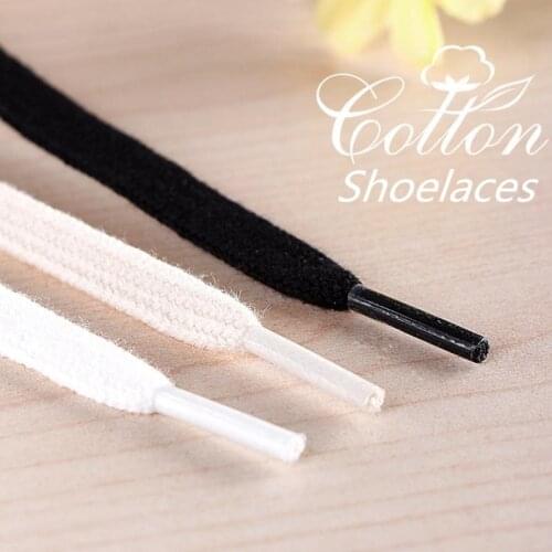 Cotton Shoelaces Double Layer Soft Flat Shoelaes For Sneaker Canvas Leather Shoe Laces Black White Beige100cm 120cm 140cm 160cm