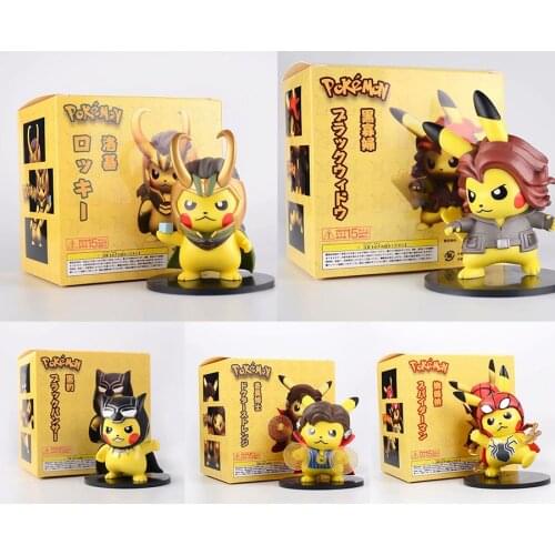 Pikachu Cosplay Avengers Iron Man Spiderman Pikachu Pokemon with Original Box Limited Collection Model New Year Birthday Gift