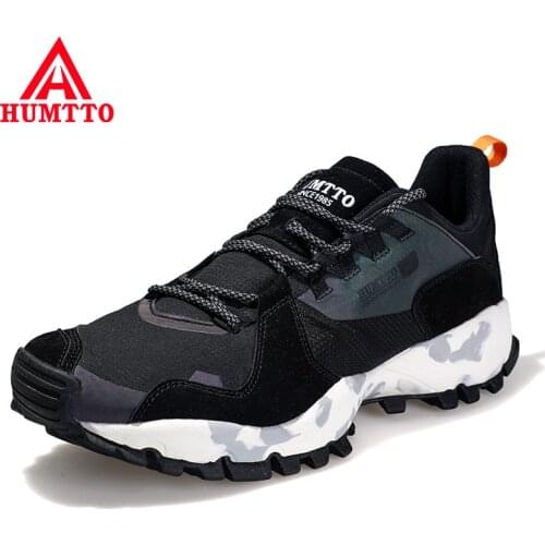 HUMTTO Camping Hiking Shoes Men Breathable Non-slip Hunting Shoes Mens Outdoor Climbing Trekking Black Women Leather Sneakers